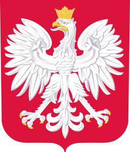 Godło Polski - biały orzeł w koronie na czerwonym tle