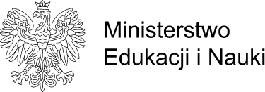 Logo Ministerstwa Edukacji i Nauki po prawej czarnobiał orzeł w koronie po lewej napis Ministerstow Edukacji i Nauki